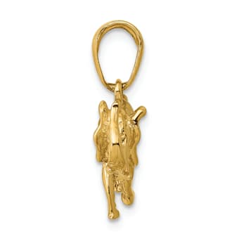 14k Yellow Gold 3D Polished Elephant Pendant