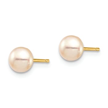 14K Yellow Gold Children's 5-6mm Pink Button Freshwater Cultured Pearl
Stud Earrings