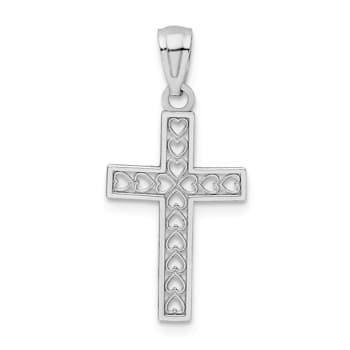 Rhodium Over 14K White Gold Cross Pendant