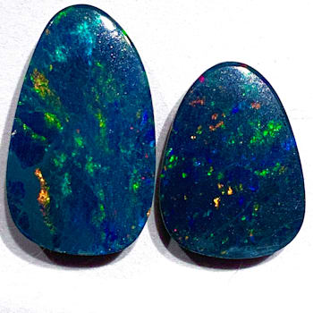 Opal on Ironstone Free-Form Doublet Set of 2 3.50ctw