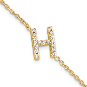 14k Yellow Gold Diamond Sideways Letter H Bracelet