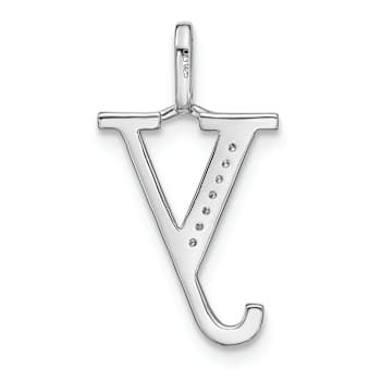 14K White Gold Diamond Lower Case Letter Y Initial Pendant