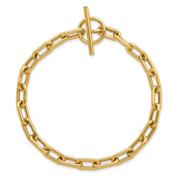 14K Yellow Gold Paperclip Link 7.5 Inch Toggle Bracelet