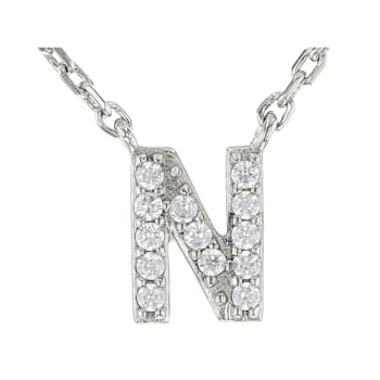 White Cubic Zirconia Rhodium Over Sterling Silver N Necklace 0.11ctw