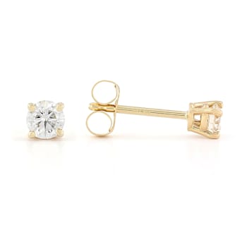 White Lab-Grown Diamond 14k Yellow Gold Solitaire Stud Earrings 0.25ctw