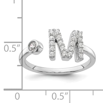 Rhodium Over 14K White Gold Lab Grown Diamond VS/SI GH, Initial M
Adjustable Ring