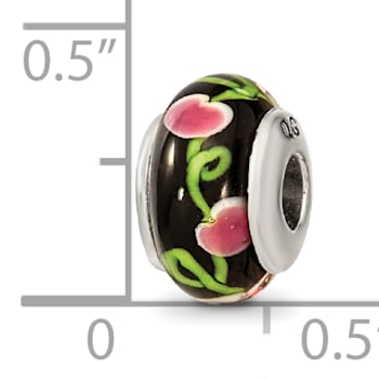 Sterling Silver Black Hand-blown Glass Bead