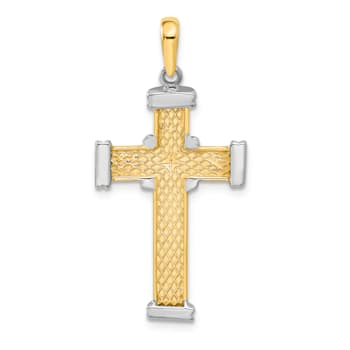14K Yellow and White Gold Latin Cross Pendant