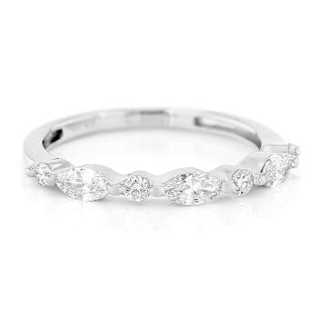 Lab-Grown Diamond Marquise And Round Ring In Sterling Silver