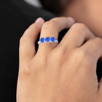 14K White Gold Round Tanzanite Ring, 1.49ctw