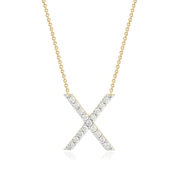 Lab-Grown Diamond Initial X Necklace In 14K Gold Over Sterling Silver 0.50ctw