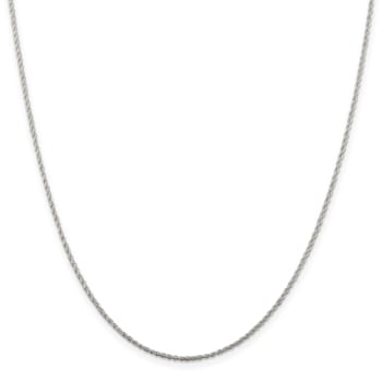Rhodium Over Sterling Silver 1.3mm Loose Rope Chain Necklace