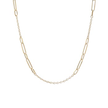 14K Yellow Gold 2.3 and 4.0 mm Paperclip Link 18 Inch Necklace