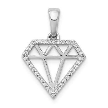 Rhodium Over 14k White Gold Diamond Gemstone-shape Pendant