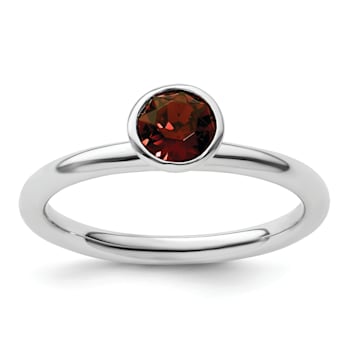 Sterling Silver Stackable Expressions High 5mm Red Crystal Ring