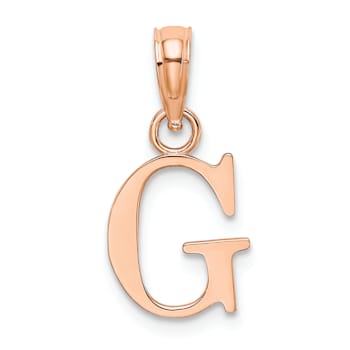 14k Rose Gold Polished Block Letter G Initial Pendant