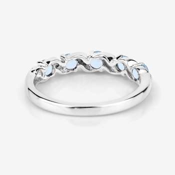 Swiss Blue Topaz and White Topaz Sterling Silver 5 Stone Band Ring