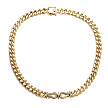 CZ Pave Miami Cuban Chain Door Knocker Necklace In 14K Gold Over Brass
18 Inch