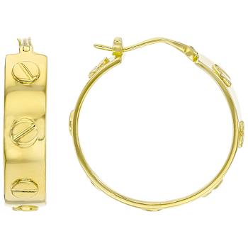 Nail Head Textured Hoop Earrings In 18k Gold Over Sterling Silver