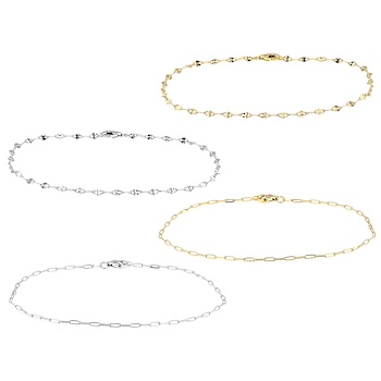 Set Of 4 Mirror And Paperclip Bracelets In Sterling Silver And 18K Gold
Over Sterling Silver