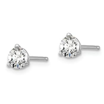 Rhodium Over 14K Gold Certified Lab Grown Diamond 1/2ct. VS/SI GH+, 3
Prong Stud Earrings