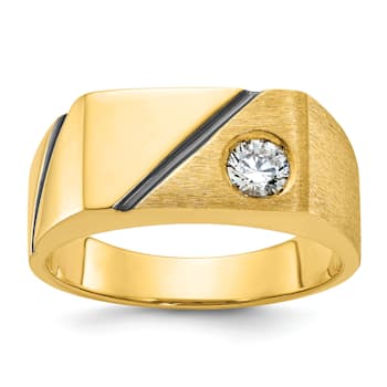 10K Yellow Gold Men's Polished and Satin Diamond Ring With Black Rhodium
Accent 0.25ct