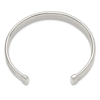 Sterling Silver Polished Textured Cuff Bracelet