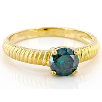 Green Moissanite 14k yellow gold over sterling silver solitaire ring
.80ct DEW.