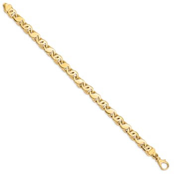 14k Yellow Gold 7.3mm Hand-polished Fancy S-Link Bracelet