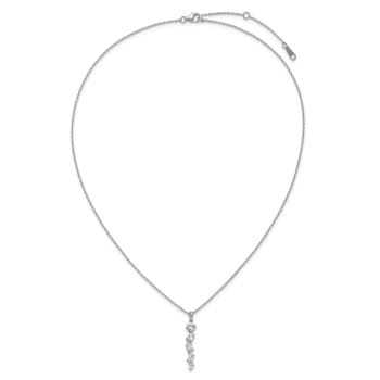 Rhodium Over Sterling Silver Polished Fancy Cubic Zirconia With 2 Inch
Extension Necklace