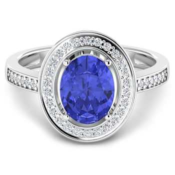 1.63ctw Violet Tanzanite and Diamond 14K White Gold Halo Ring