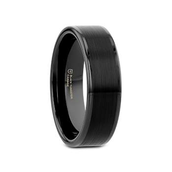VULCAN Flat Black Tungsten Ring with Brushed Center & Polished Edges 6mm