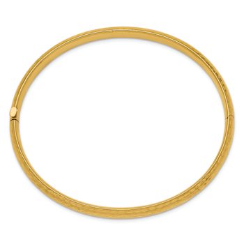 14k Yellow Gold 6.5mm Diamond-Cut Fancy Hinged Bangle Bracelet