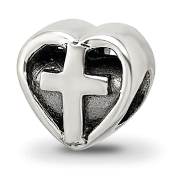 Sterling Silver Heart with Cross Bead