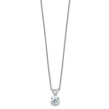 Rhodium Over 14K Gold 1 ct. 6.5mm Round D E F Pure Light Moissanite
Solitaire Pendant with Chain
