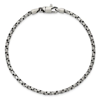 Sterling Silver Antiqued and Satin 2.5mm Twisted Box 8 Inch Chain Bracelet