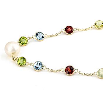 Multi-Gem 14k Yellow Gold 18" Necklace 9.69ctw
