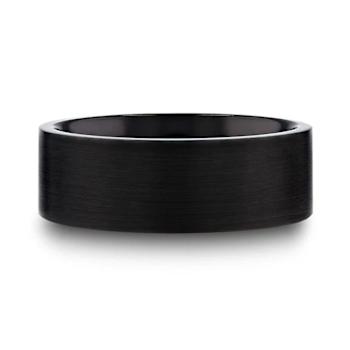 SAN BERNARDINO Brushed Finish Flat Black Titanium Men’s Wedding Band 6mm