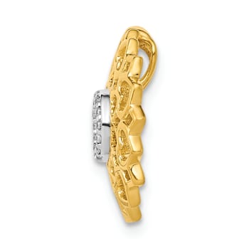 Rhodium Over 14k Yellow Gold Diamond Sahasrara/Crown Chakra Chain Slide Pendant