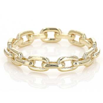 Paperclip Link Band Ring In 18K Gold Over Sterling Silver