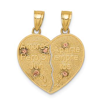 14k Two-tone Diamond-Cut Reversible Lady of Guadalupe and Crucifix Break
Apart Pendants