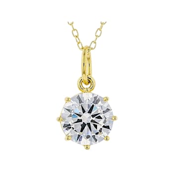 Solitaire CZ Pendant And Ring Set In 18K Gold Over Sterling Silver