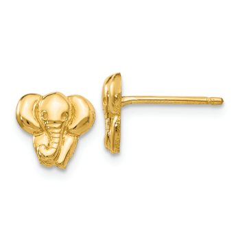 14k Yellow Gold Textured Elephant Stud Earrings