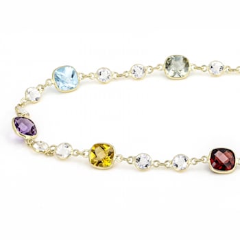 Multi-Gem 14k Yellow Gold 18" Necklace 22.74ctw