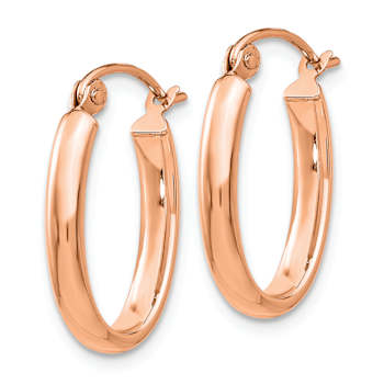 14k Rose Gold 11/16" Polished Half-Round Oval Hoop Earrings
