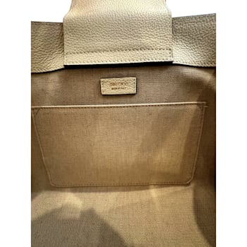Jimmy Choo Book Medium Tote Crossbody Bag Embossed Ivory Grain Leather
