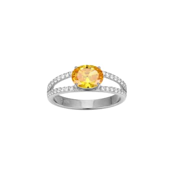 Yellow And White Cubic Zirconia Platinum Over Sterling Silver Ring 2.41ctw