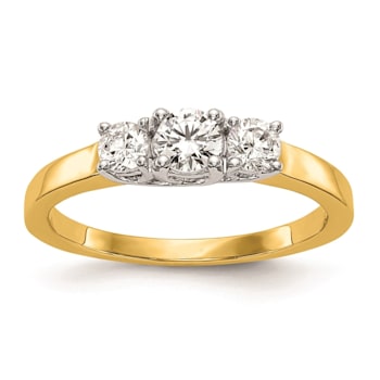 14K Two-tone Gold Lab Grown Diamond SI1/SI2, G H I, 3-Stone Engagement Ring
