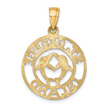 14k Yellow Gold Saint George Island with Dolphins Circlular Charm