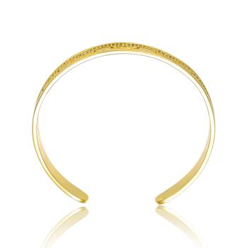 Pave CZ Cuff Bracelet In 14K Gold Over Brass